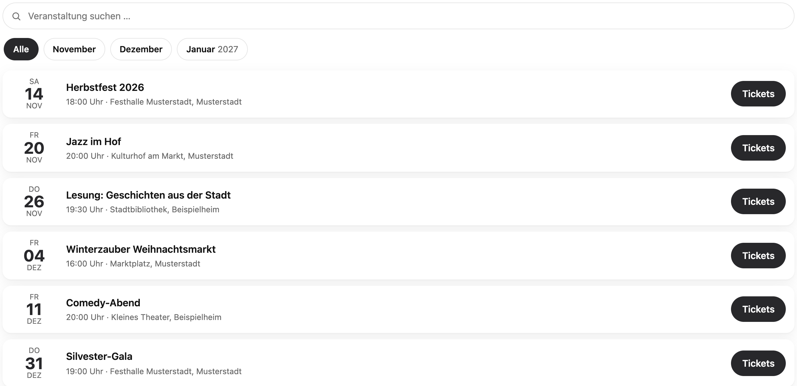 Ansicht „Liste“