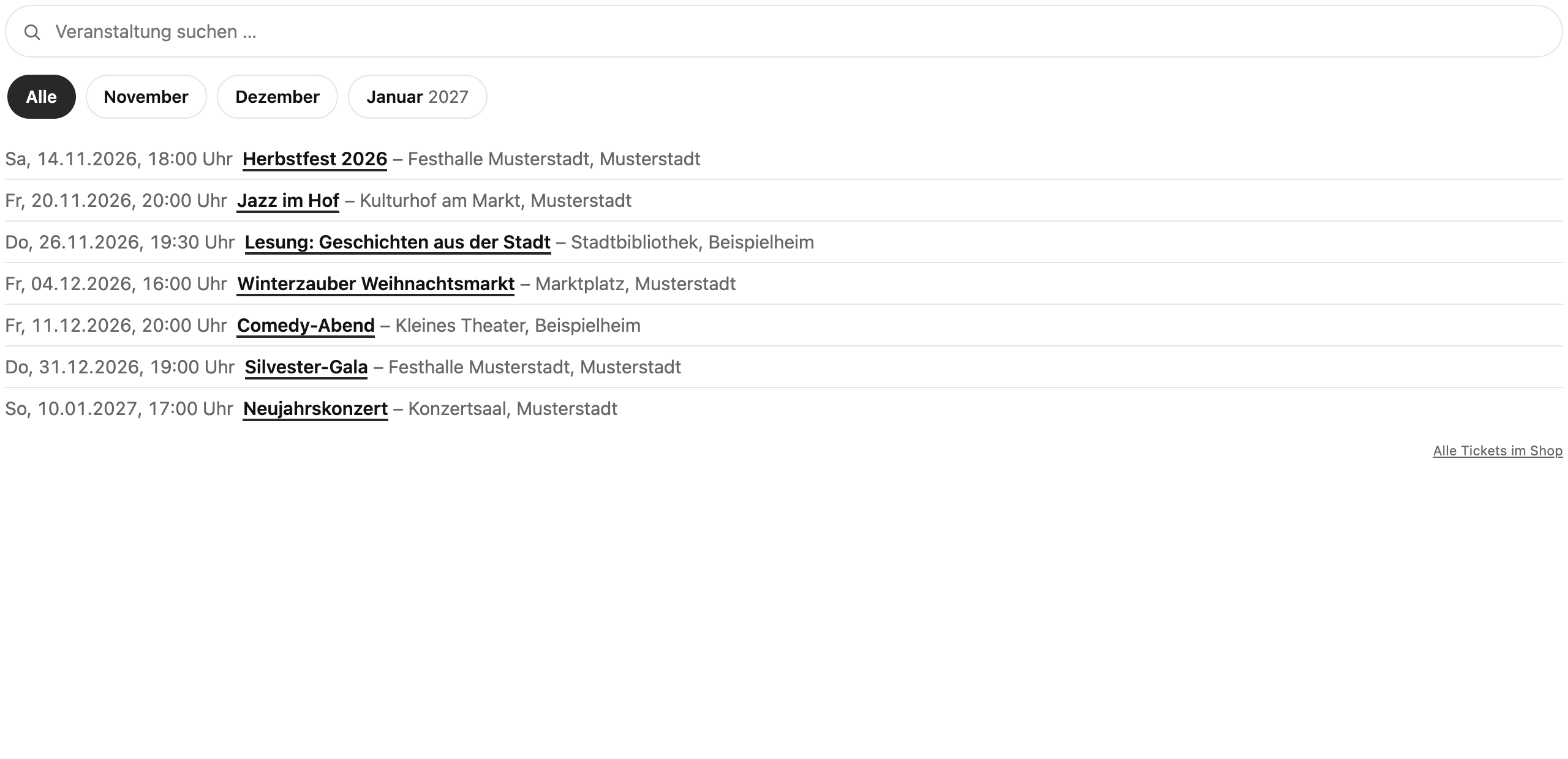 Ansicht „Textliste“
